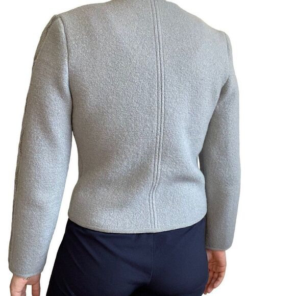 Vintage 80s Womens Woodstock Boiled Wool Gray Bavarian Cable Knit Cardigan Sz M - Picture 6 of 8
